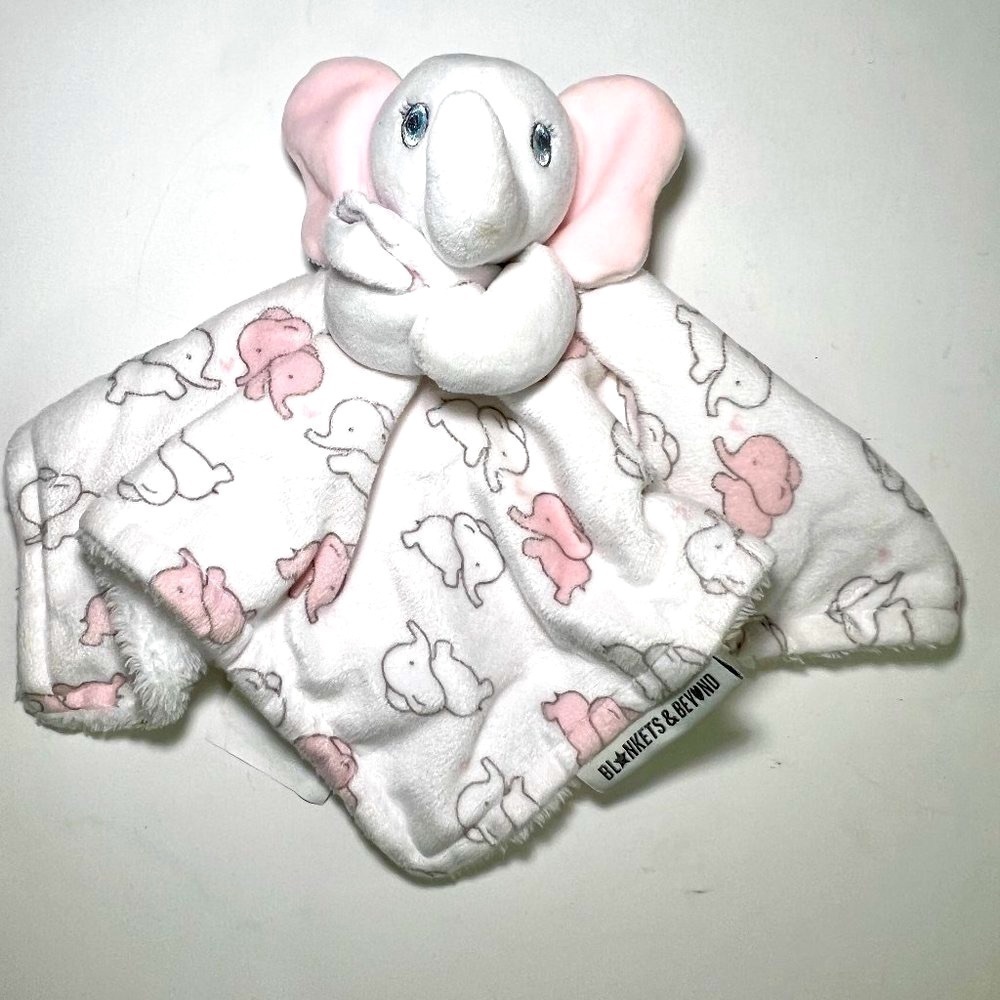 BLANKETS AND BEYOND Elephant Security Baby Blanket Lovey White Pink Grey Plush